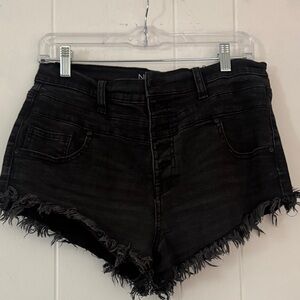 NOBO Black Frayed Jean Shorts